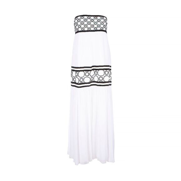 Tory Burch Christie Dress White Geometric Strapless Runway Size 0